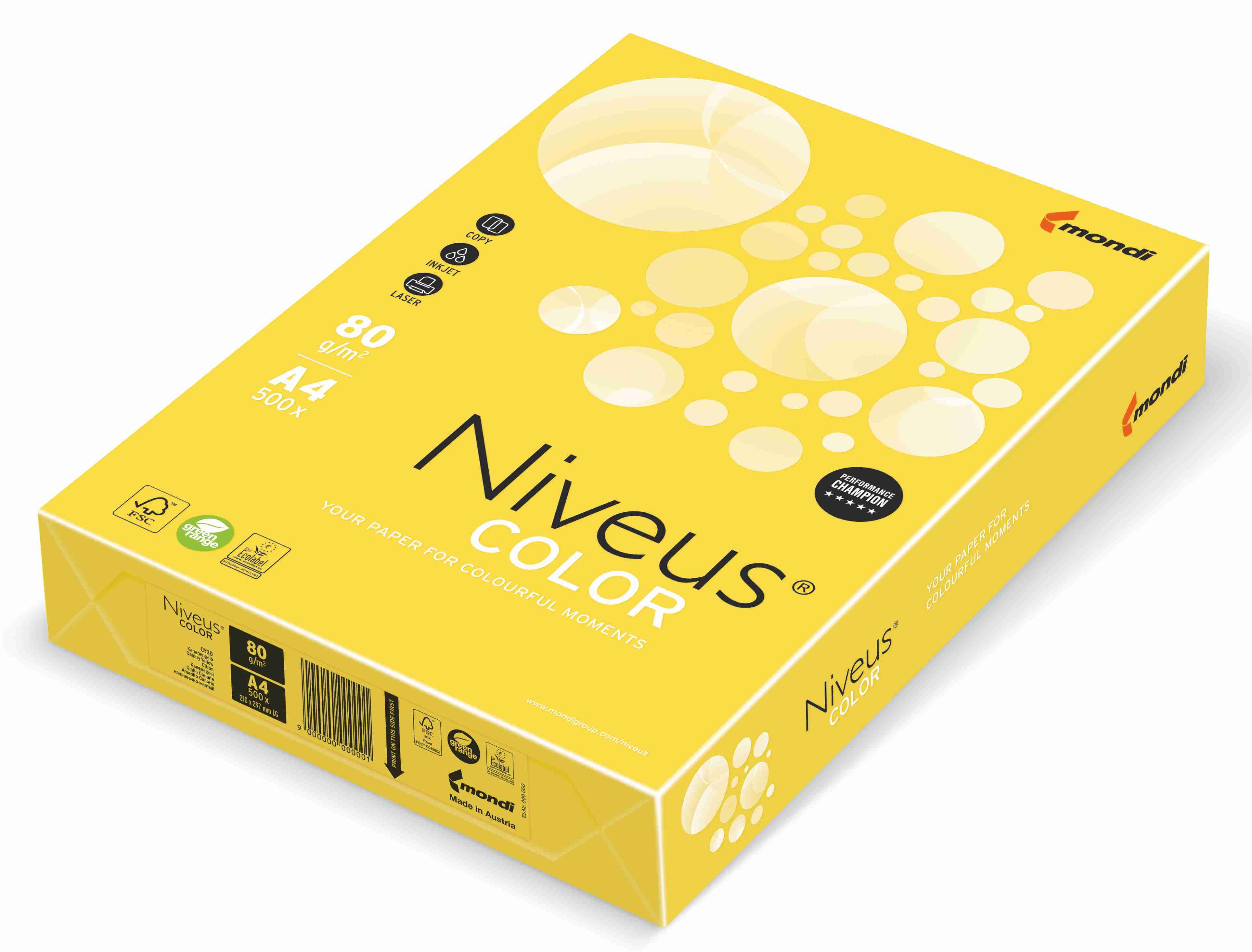 Hârtie pentru copiator - Hartie copiator a4 galben canar intens 80g 500/top cy39 niveus