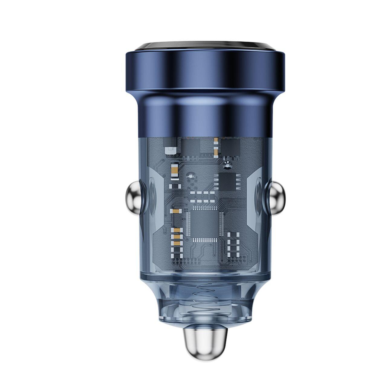 Lemontti Incarcator Auto Fast Charge 45W 2 porturi PD Type-C 45W + USB-A QC 3.0 Transparent / Albastru [2]