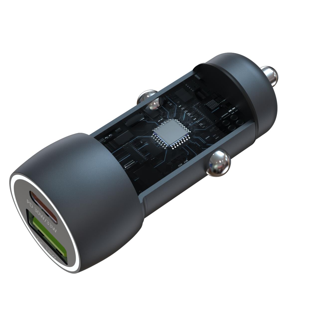 Devia Incarcator Auto Extreme Speed Fast Charger PD30W + QC3.0, 18W, Gri [1]