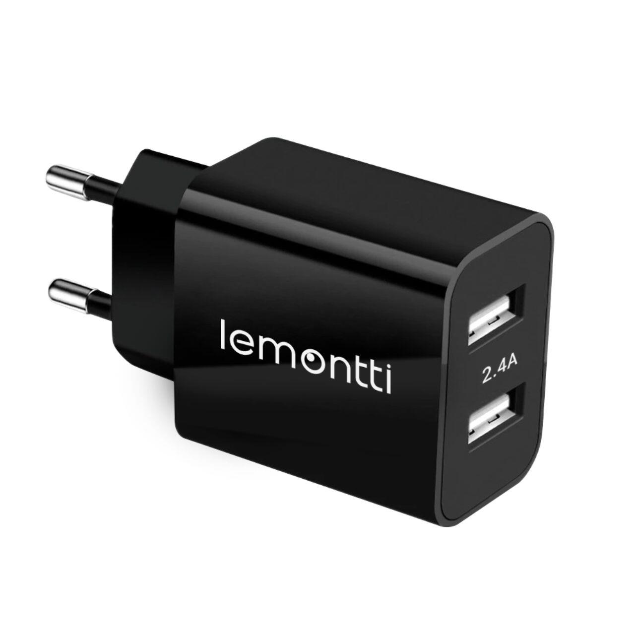 Laptop, Tablete & Telefoane - Lemontti Incarcator Retea 2.4A 2 porturi USB-A Negru