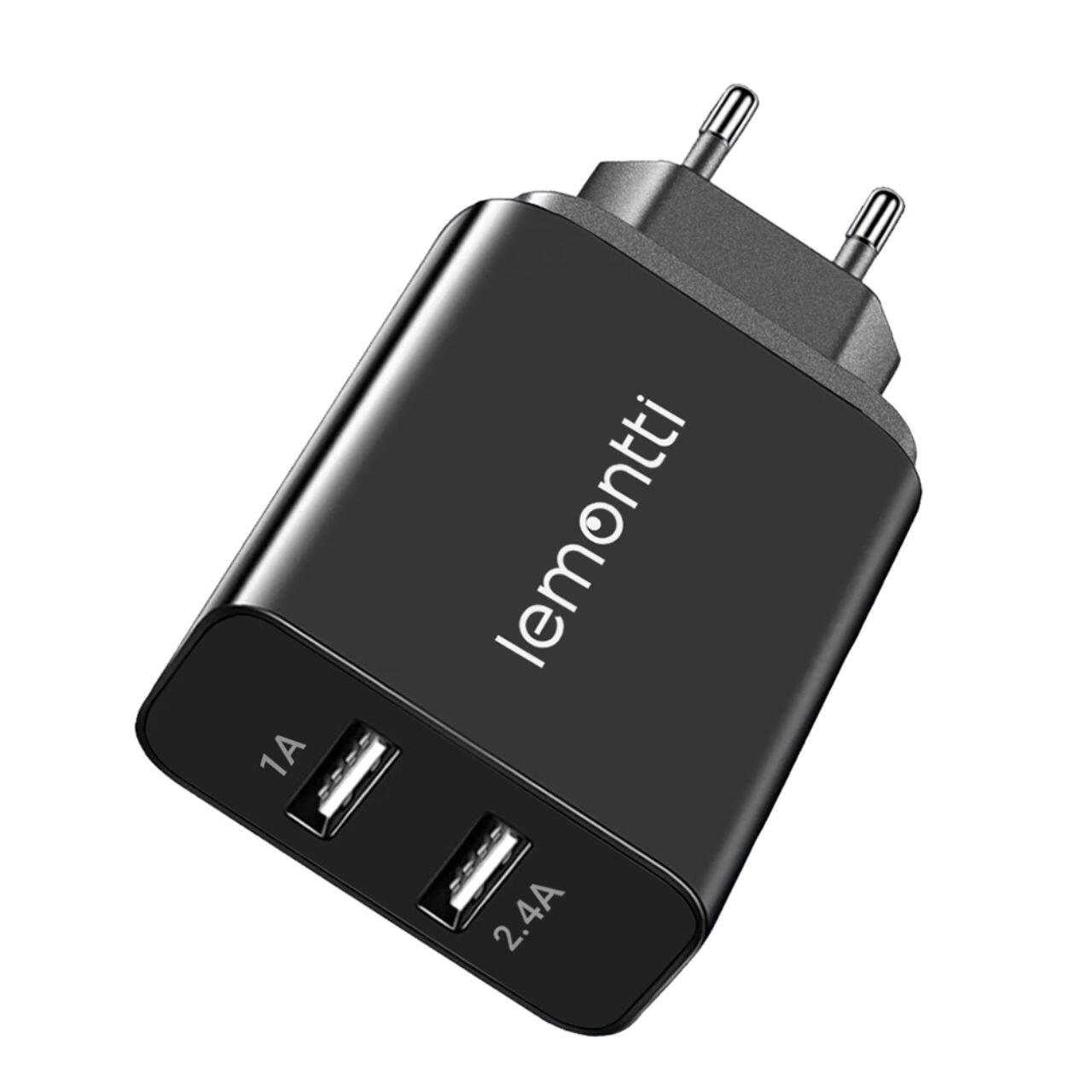 Lemontti Incarcator Retea 2.4A 2 porturi USB-A Negru [1]