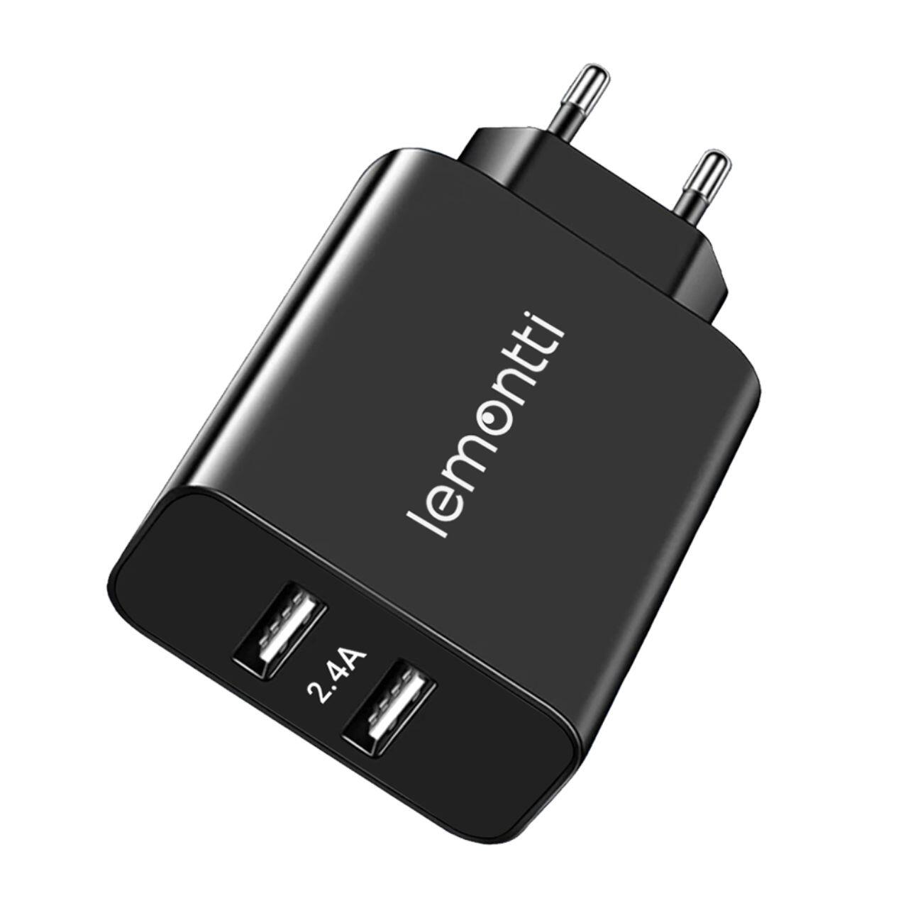 Lemontti Incarcator Retea 2.4A 2 porturi USB-A Negru [2]