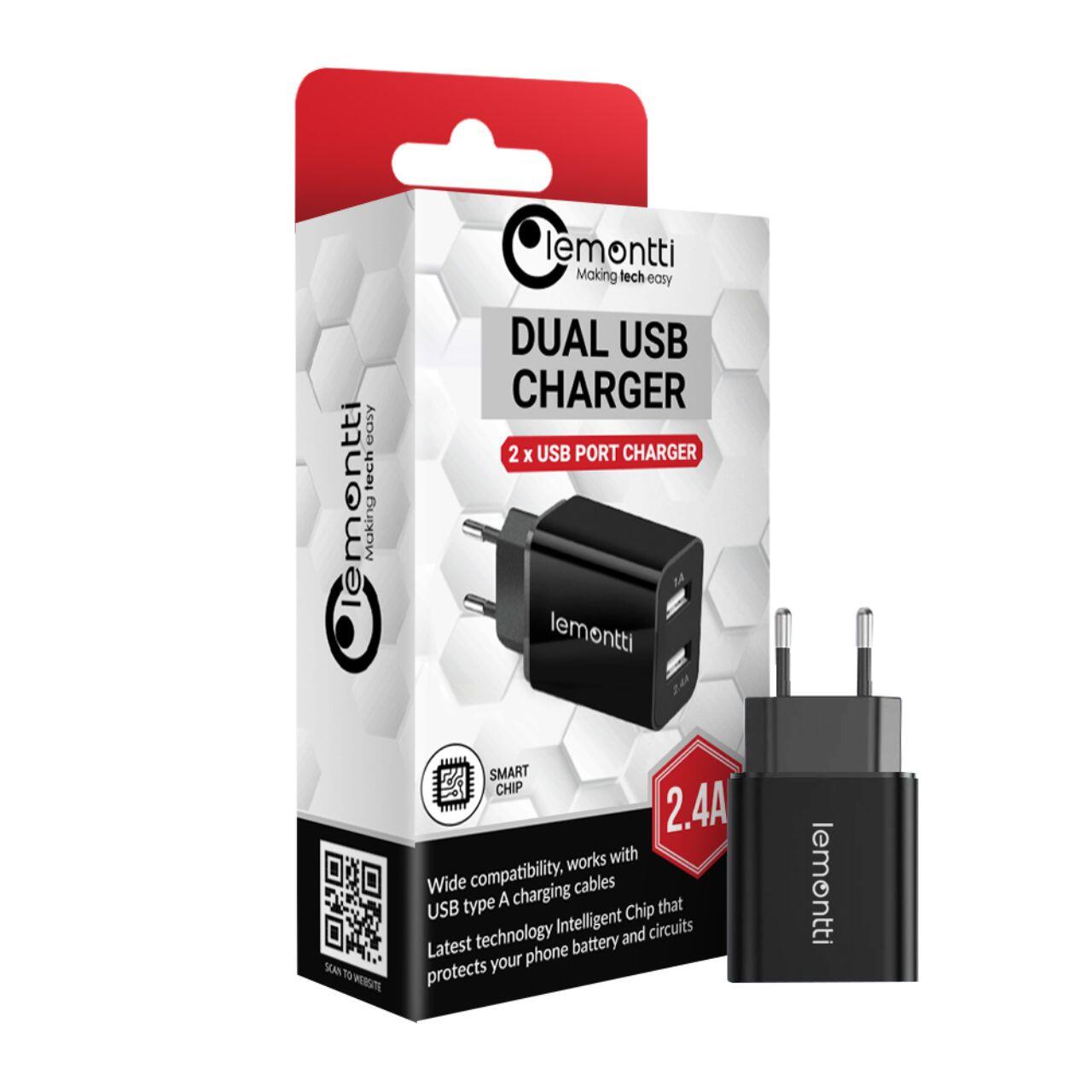 Lemontti Incarcator Retea 2.4A 2 porturi USB-A Negru [3]