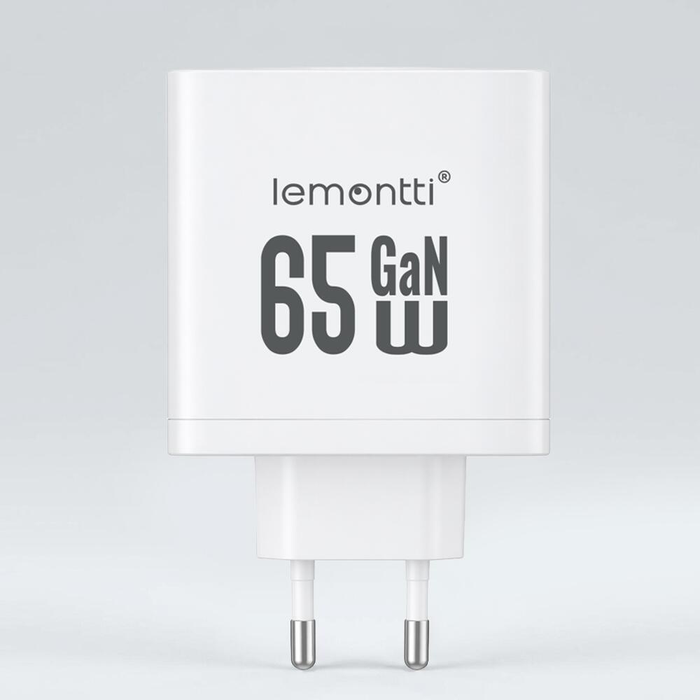 Lemontti Incarcator Retea GaN 2x Type-C si 1x USB-A, 65W, Fast Charge, EU Plug, Alb [5]