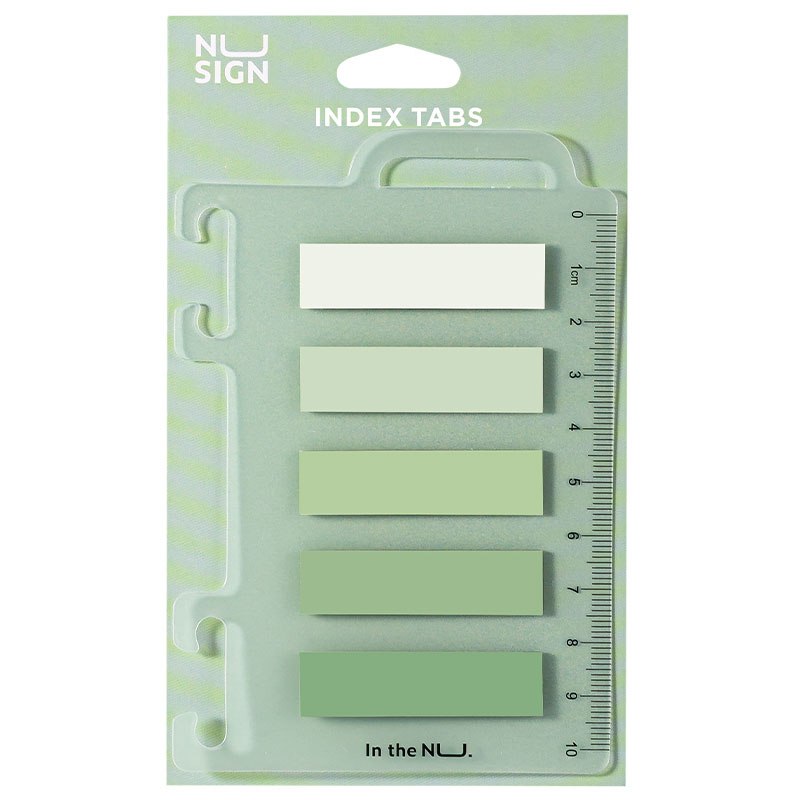 Notesuri adezive - Index adeziv plastic 12*44mm 5 culori verde 20 file rigla nusign deli