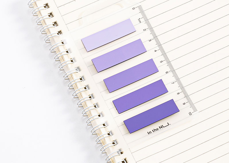 Index adeziv plastic 12*44mm 5 culori violet 20 file rigla nusign deli [3]
