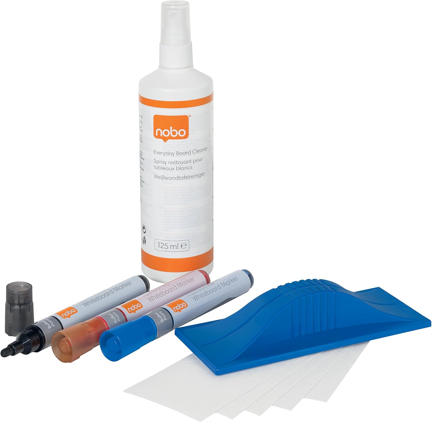 Kit whiteboard 3 markere+burete magnetic+spray curatare 125 ml nobo [1]
