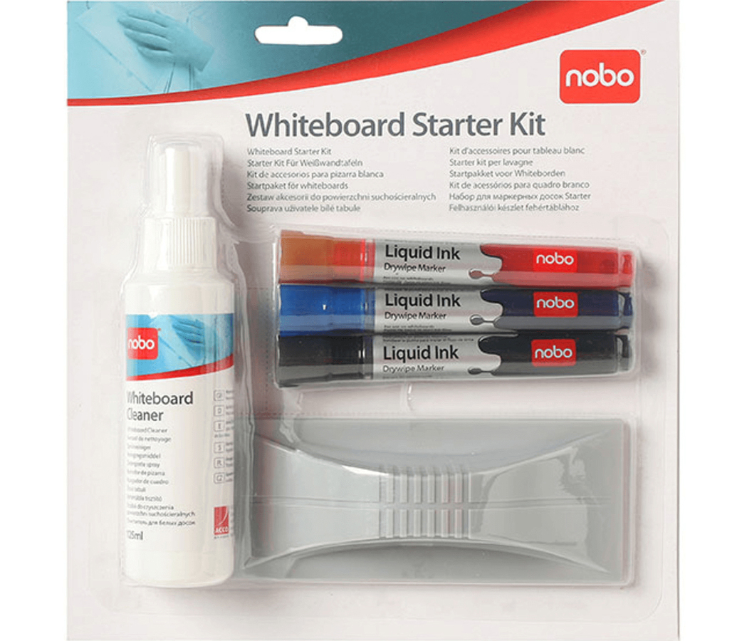Produse pentru prezentare și afișare - Kit whiteboard 3 markere+burete magnetic+spray curatare 125 ml nobo