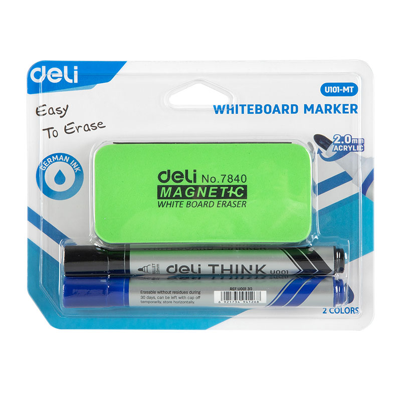 Produse pentru prezentare și afișare - Kit whiteboard (burete+2 markere) deli