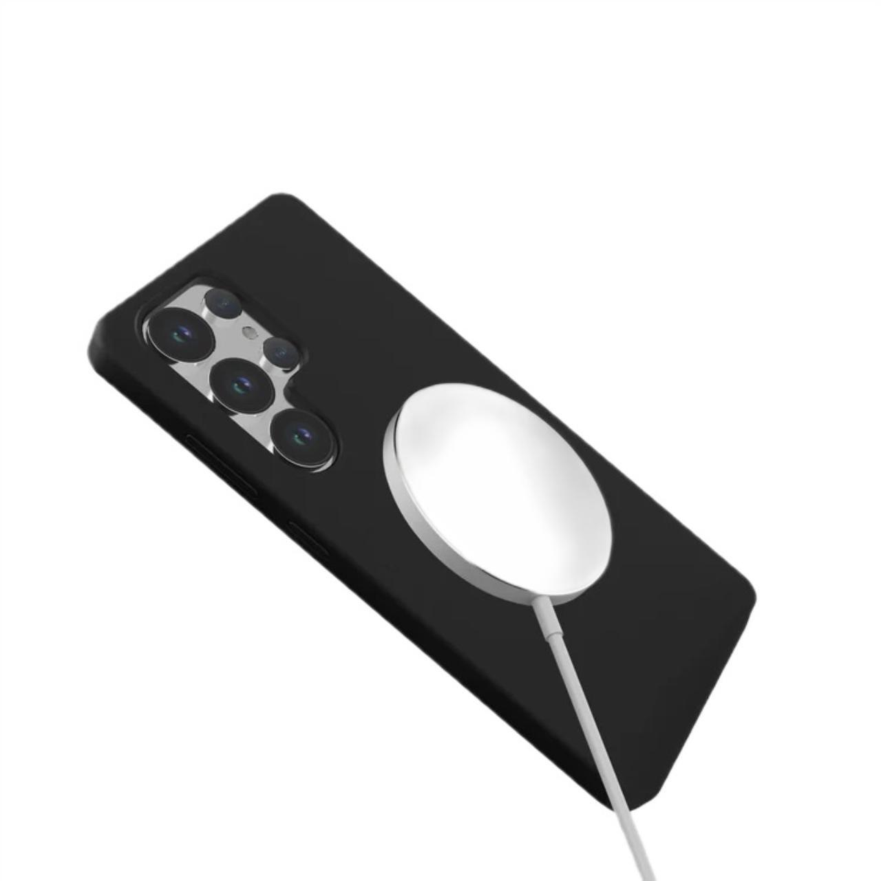 Laptop, Tablete & Telefoane - Lemontti Husa Liquid Silicon MagCharge Samsung Galaxy S25 Ultra Negru