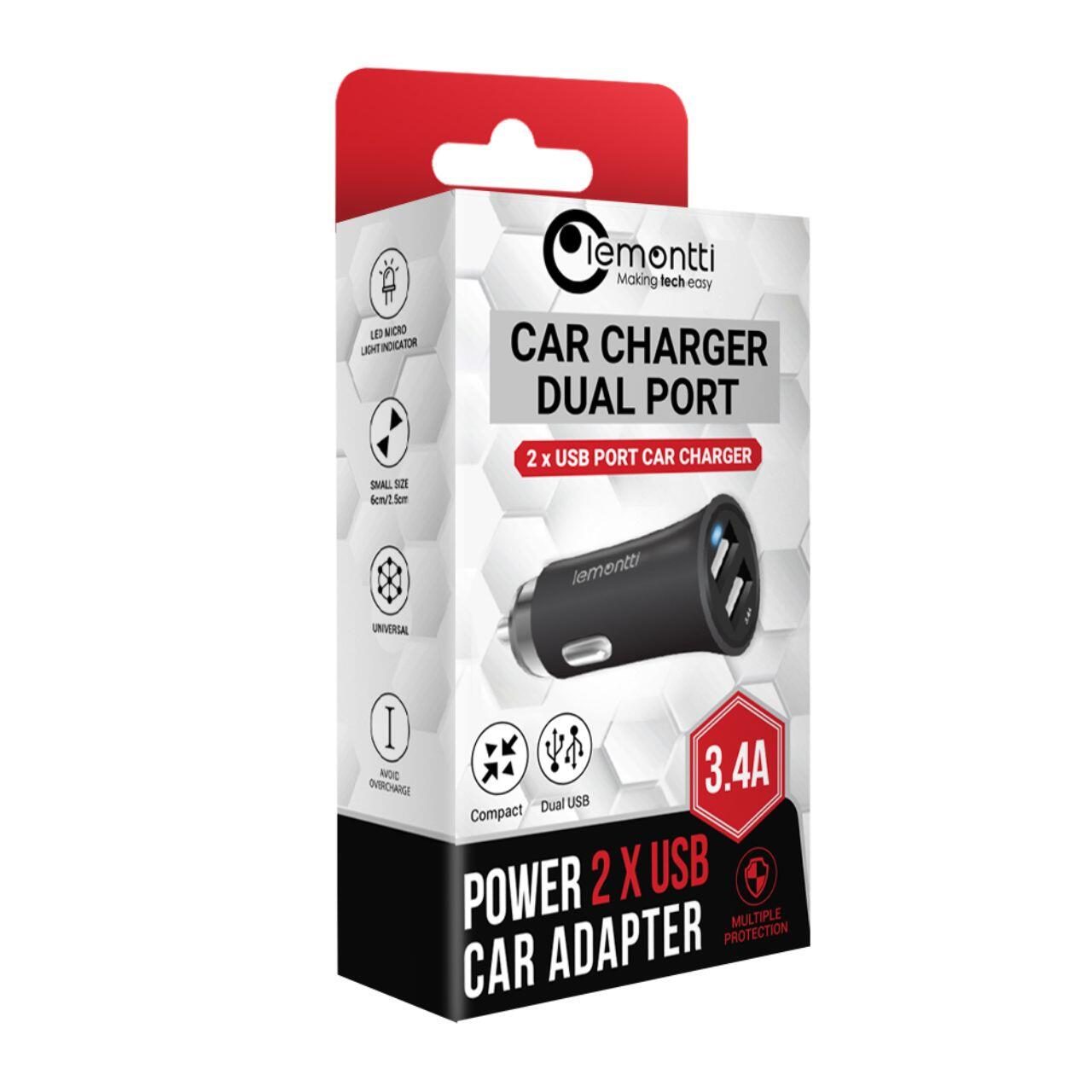 Lemontti Incarcator Auto 3.4A 2 porturi USB-A Negru [7]