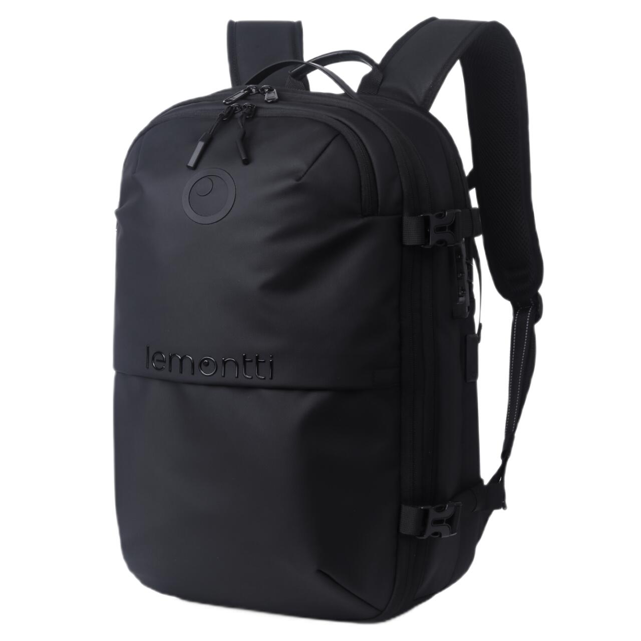 Lemontti Rucsac Smart Premium cu Vacuum si pompa vid 5 capete inclusa, 30-60L pentru cabina avion, impermeabil, doua mufe incarcare USB: USB-A si Type-C, extensie suplimentara, sistem antifurt, Negru [1]