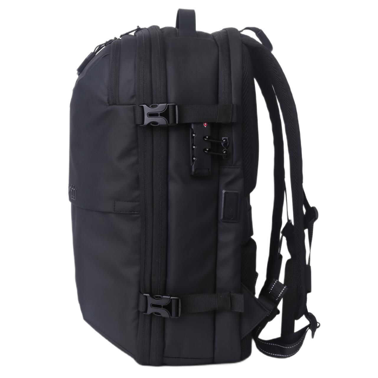 Lemontti Rucsac Smart Premium cu Vacuum si pompa vid 5 capete inclusa, 30-60L pentru cabina avion, impermeabil, doua mufe incarcare USB: USB-A si Type-C, extensie suplimentara, sistem antifurt, Negru [4]
