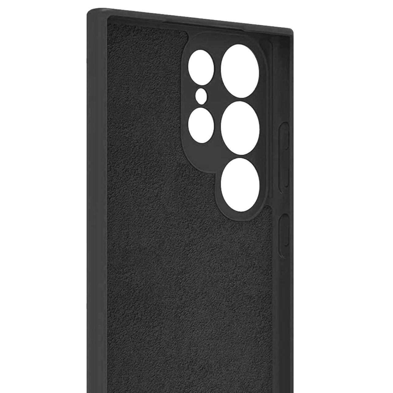 Laptop, Tablete & Telefoane - Lemontti Husa Silicon Soft Slim Samsung Galaxy S23 Ultra, material mat si fin, captusit cu microfibra, Negru