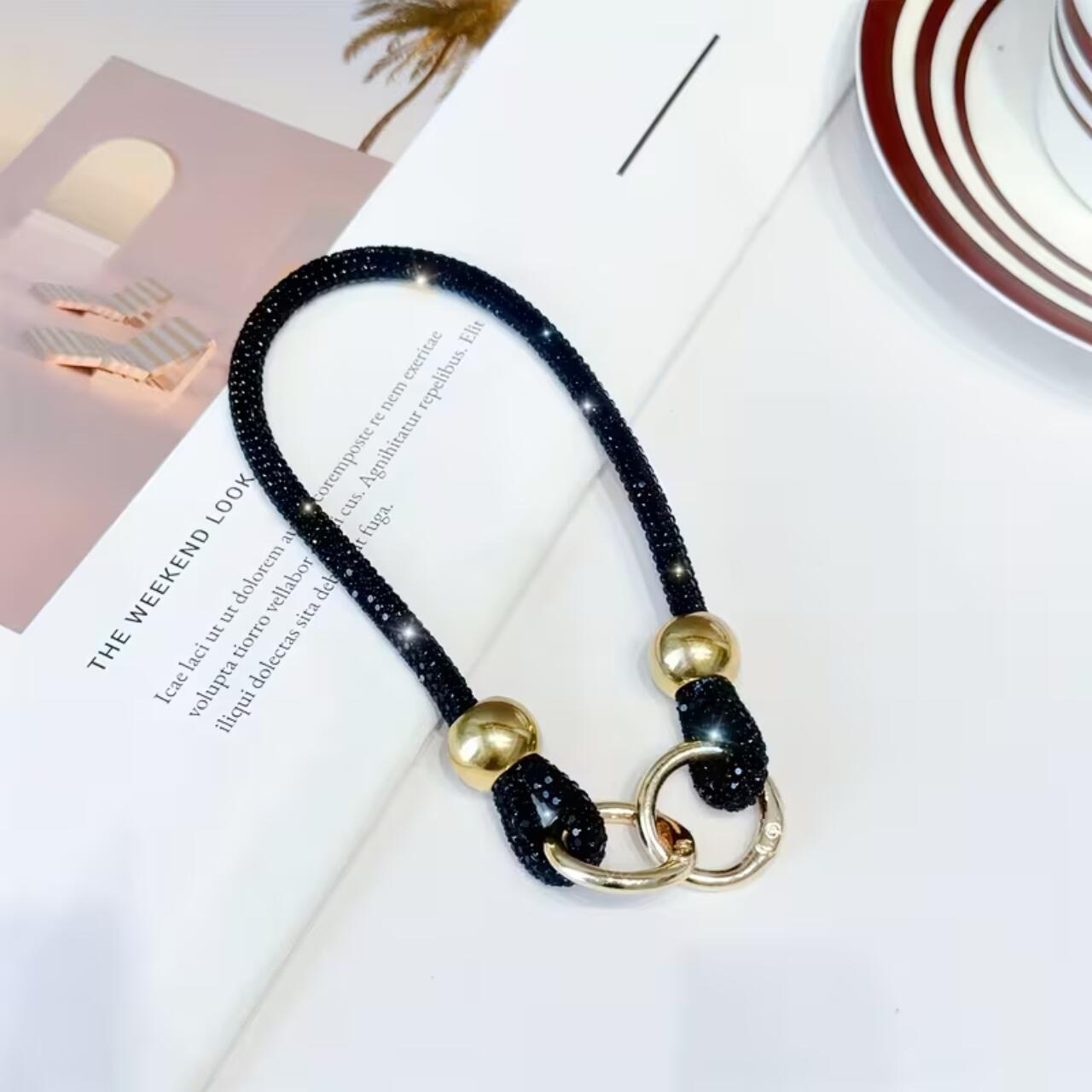Lemontti Snur de mana pentru telefon Crystal Glow, 30cm, Negru [1]