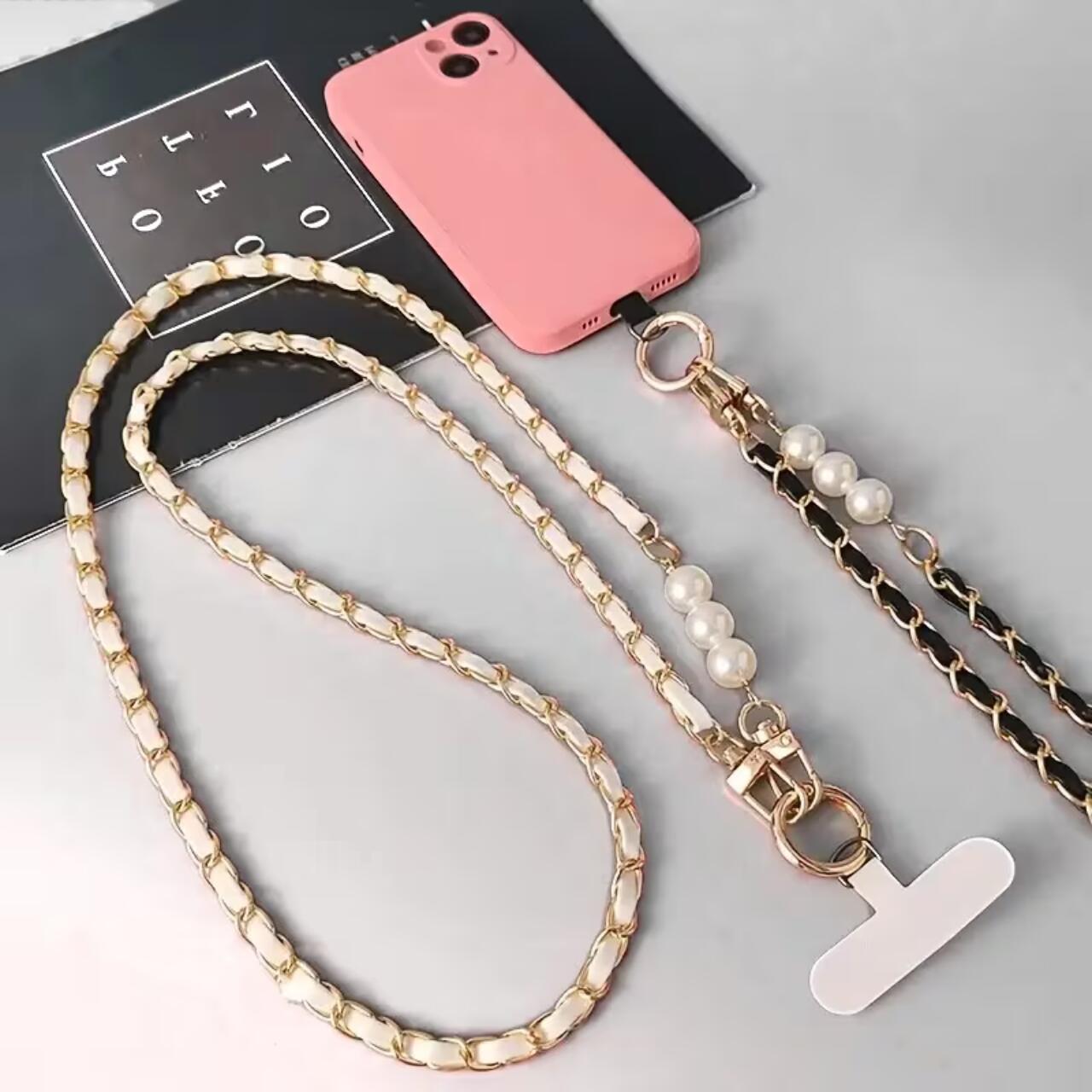 Lemontti Snur telefon cu perle, 120cm, Alb [2]