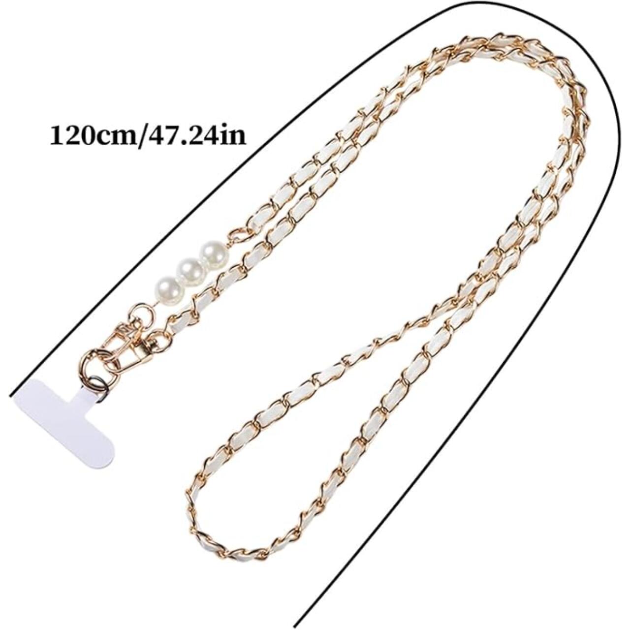Lemontti Snur telefon cu perle, 120cm, Alb [3]