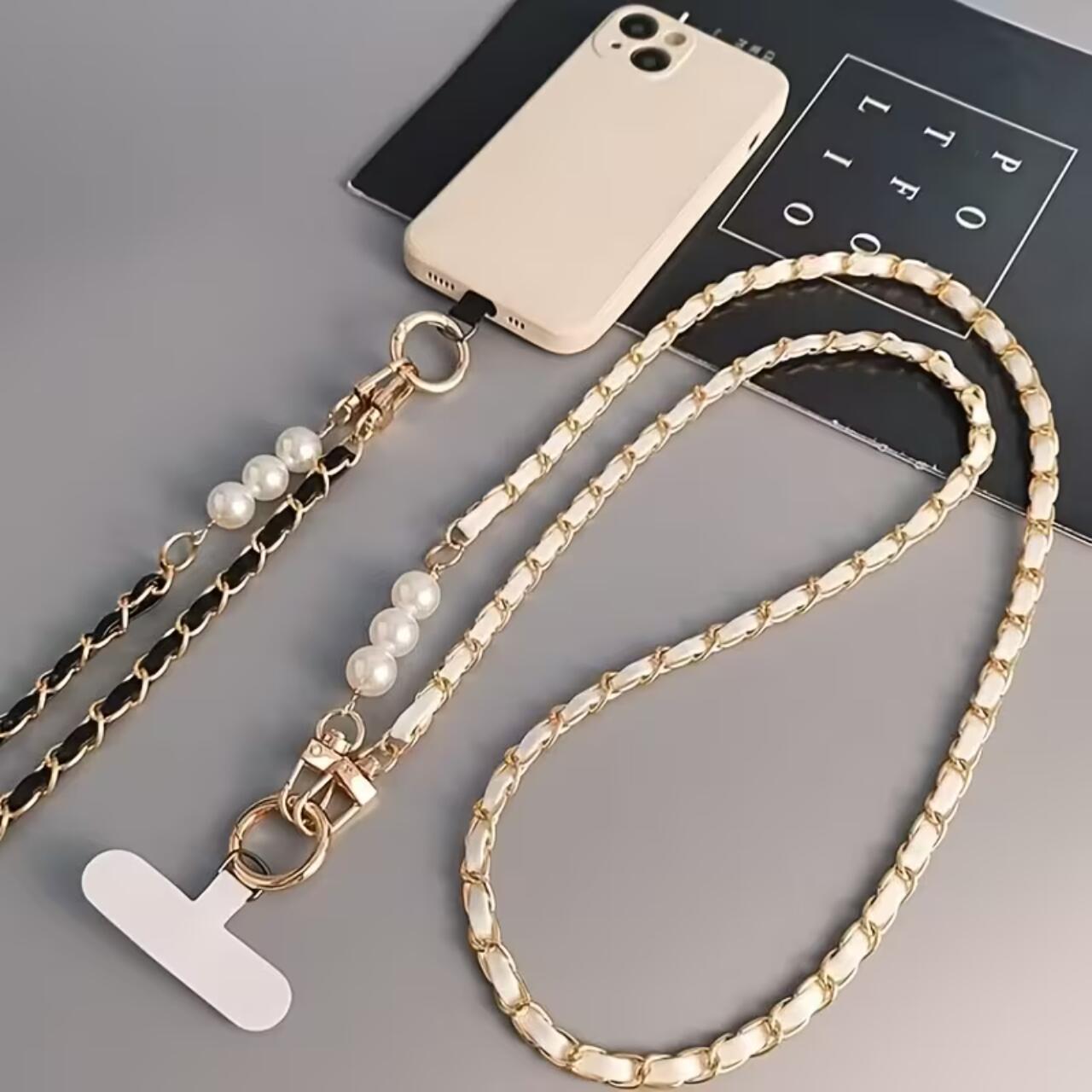 Lemontti Snur telefon cu perle, 120cm, Alb [4]