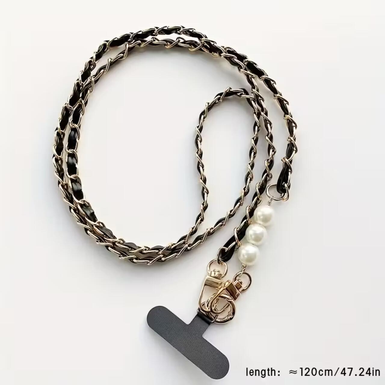 Lemontti Snur telefon cu perle, 120cm, Negru [2]