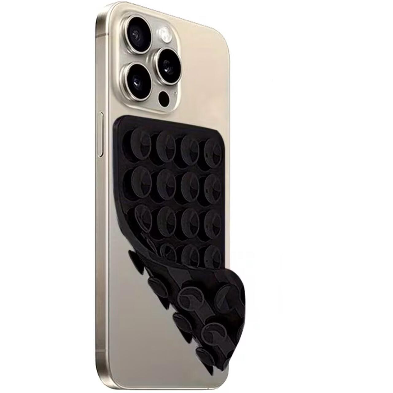 Lemontti Suport Silicon Duo cu ventuze pentru telefon Negru [2]