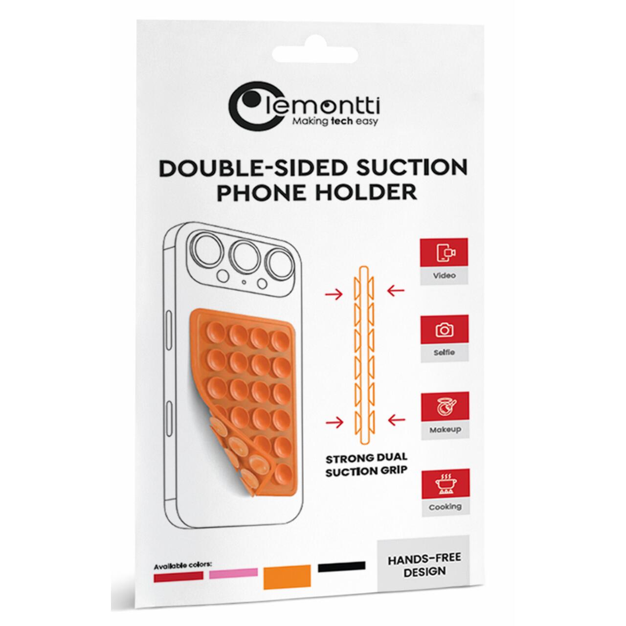 Lemontti Suport Silicon Duo cu ventuze pentru telefon Portocaliu [1]