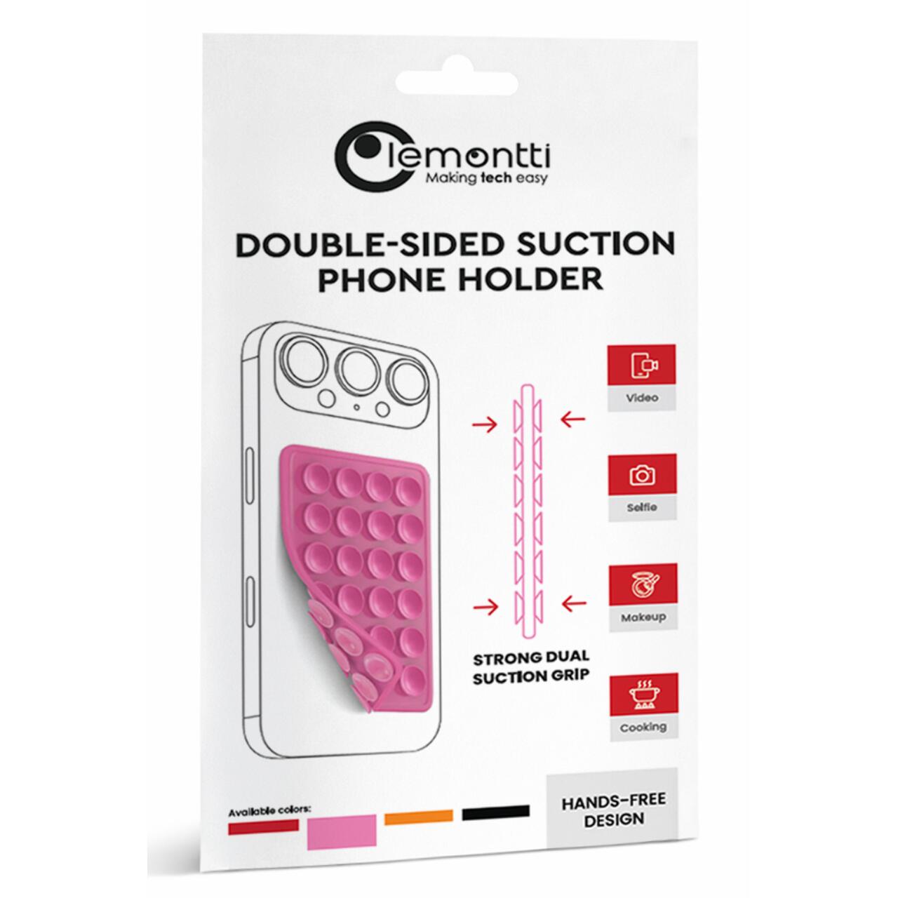 Lemontti Suport Silicon Duo cu ventuze pentru telefon Fuchsia [3]