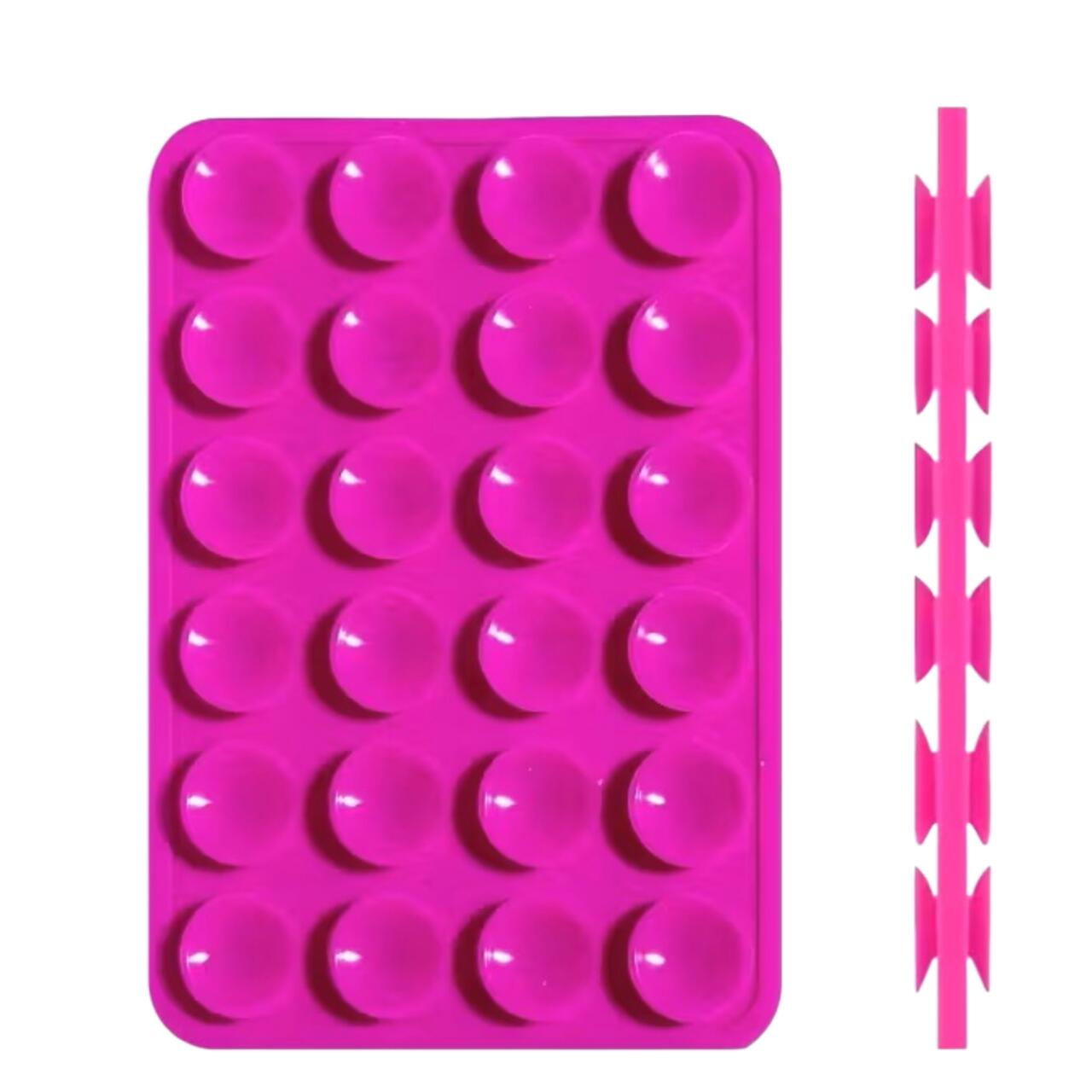 Laptop, Tablete & Telefoane - Lemontti Suport Silicon Duo cu ventuze pentru telefon Magenta