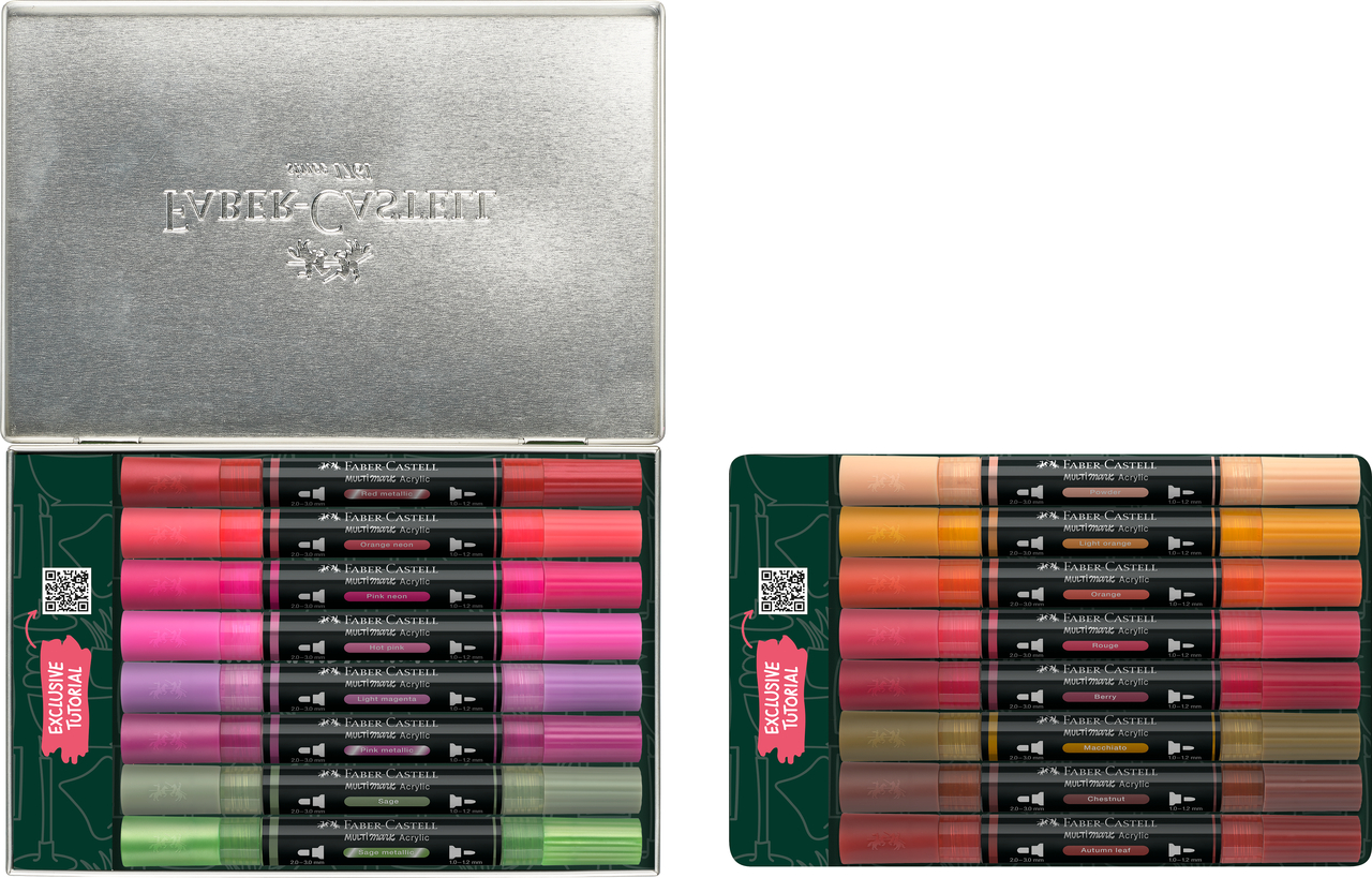 Markere acrilice multimark cutie metal 16 bucati home faber-castell [1]