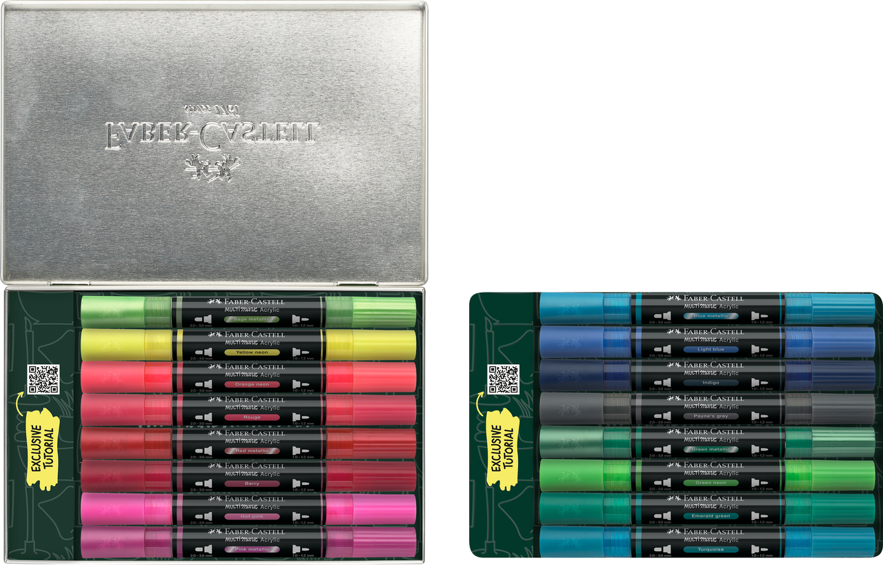 Markere acrilice multimark cutie metal 16 bucati kicks faber-castell [1]
