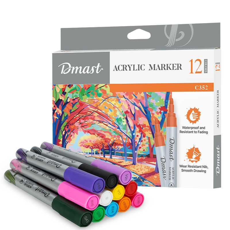 Art & Craft si Artizanat - Markere acrilice 2mm culori clasice set 12 bucati dmast by pebeo