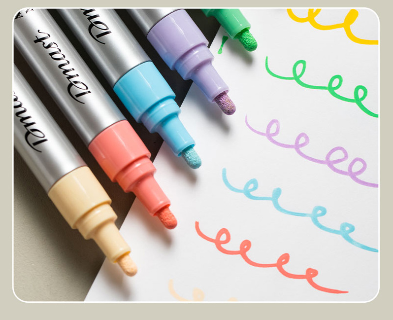 Markere acrilice 2mm culori metalizate pastel set 6 bucati dmast by pebeo [2]