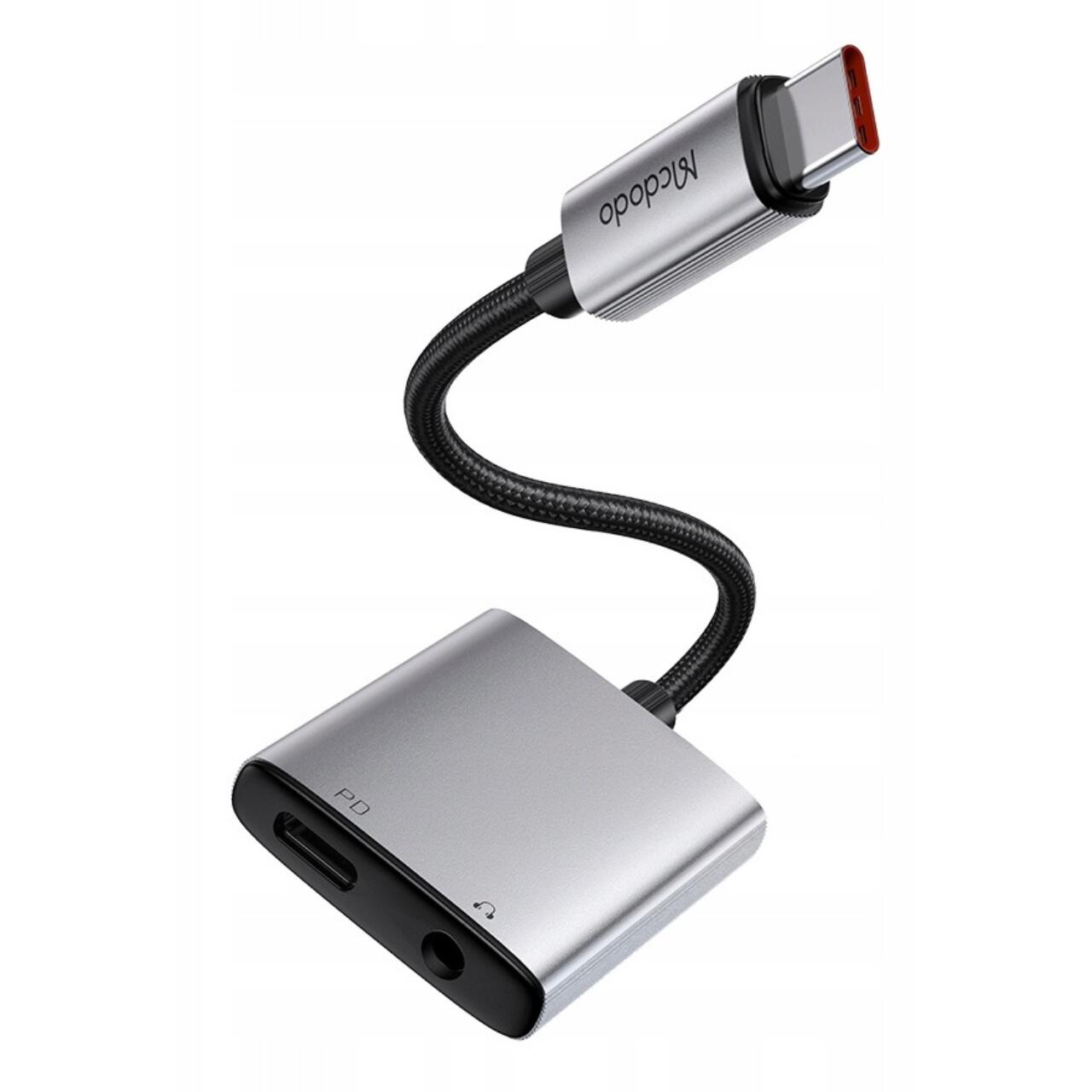 Mcdodo Adaptor Audio 2 in 1 USB-C la USB-C +DC3.5mm, Fast Charge, 60W PD, Negru [3]