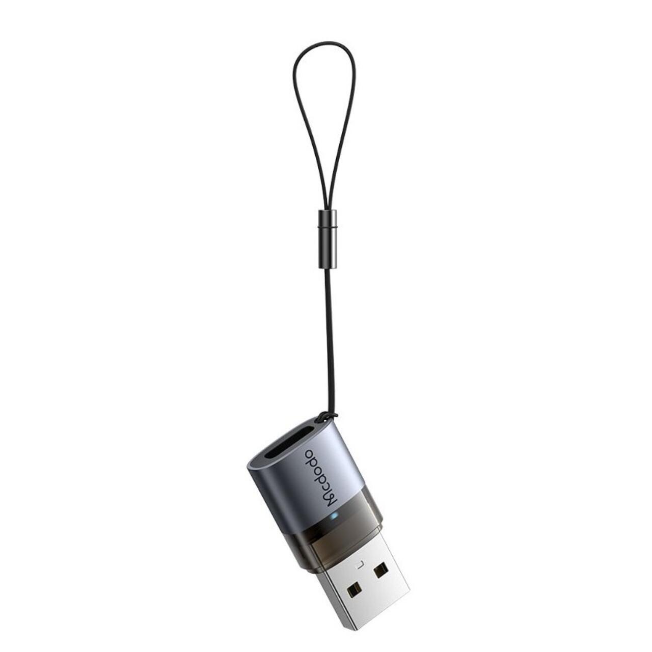 Mcdodo Adaptor OTG Type-C la USB 3.0, Aliaj de aluminiu, Incarcare si sincronizare date, cu indicator luminos, snur de prindere, Negru [2]