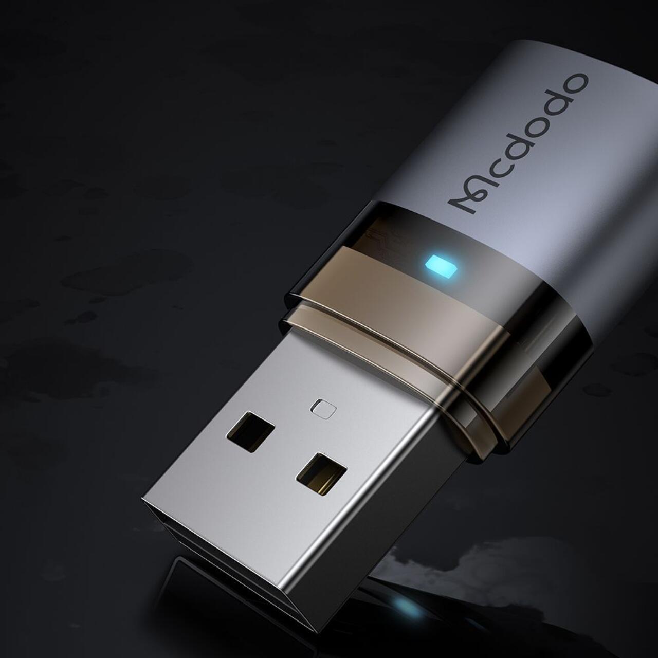 Mcdodo Adaptor OTG Type-C la USB 3.0, Aliaj de aluminiu, Incarcare si sincronizare date, cu indicator luminos, snur de prindere, Negru [4]