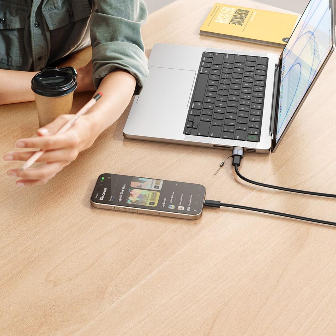 Mcdodo Adaptor OTG Type-C la USB 3.0, Aliaj de aluminiu, Incarcare si sincronizare date, cu indicator luminos, snur de prindere, Negru [5]