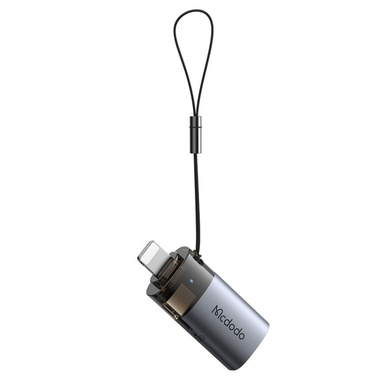 Mcdodo Adaptor USB la Lightning OTG, cu cititor de carduri TF, transfer rapid de date, 480 Mbps, LED, snur Negru [1]