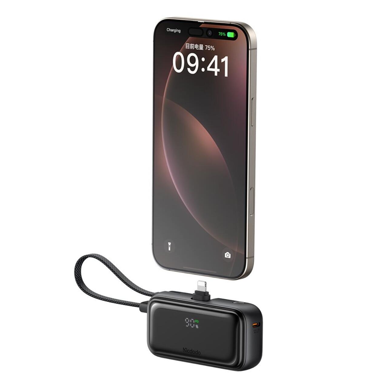 Mcdodo Baterie Externa FreeKit Series 5000mAh, 22.5W, cablu și Connector Lightning Negru [1]