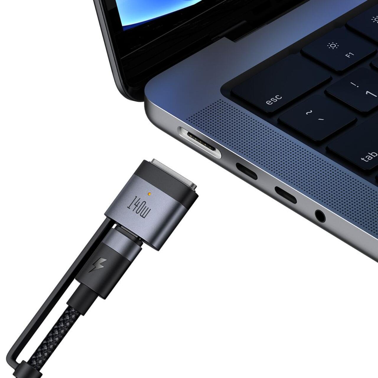 Mcdodo Cablu 2 in 1 Type-C la Type-C cu conector MagSafe 3, Super Fast Charging 240 W, Indicator LED, 2 m, Negru [7]