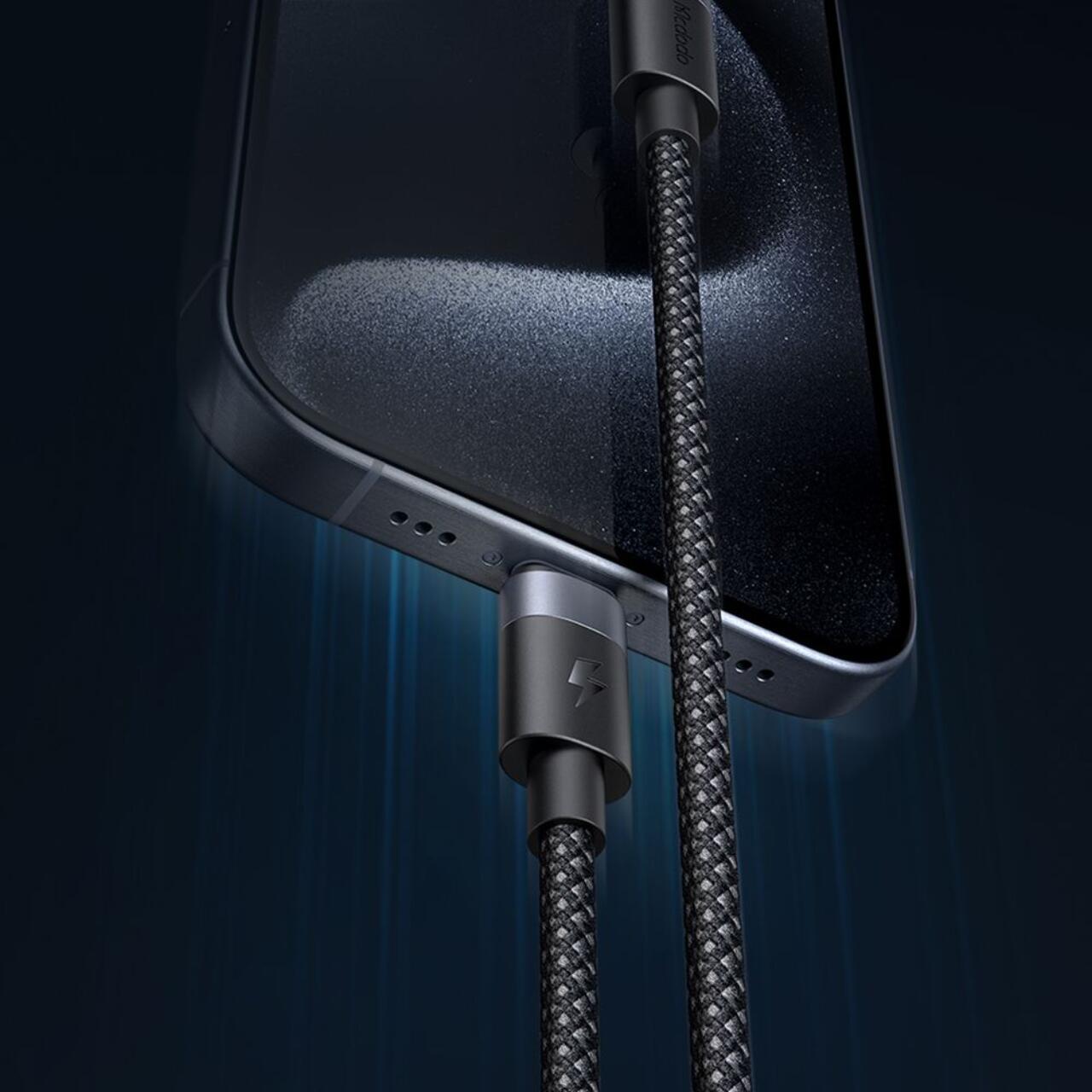 Mcdodo Cablu 2 in 1 Type-C la Type-C cu conector MagSafe 3, Super Fast Charging 240 W, Indicator LED, 2 m, Negru [12]