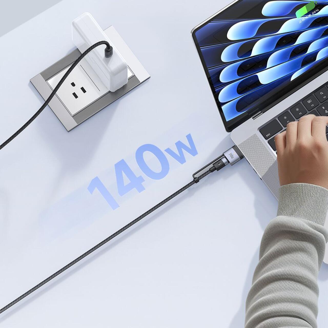 Mcdodo Cablu 2 in 1 Type-C la Type-C cu conector MagSafe 3, Super Fast Charging 240 W, Indicator LED, 2 m, Negru [5]