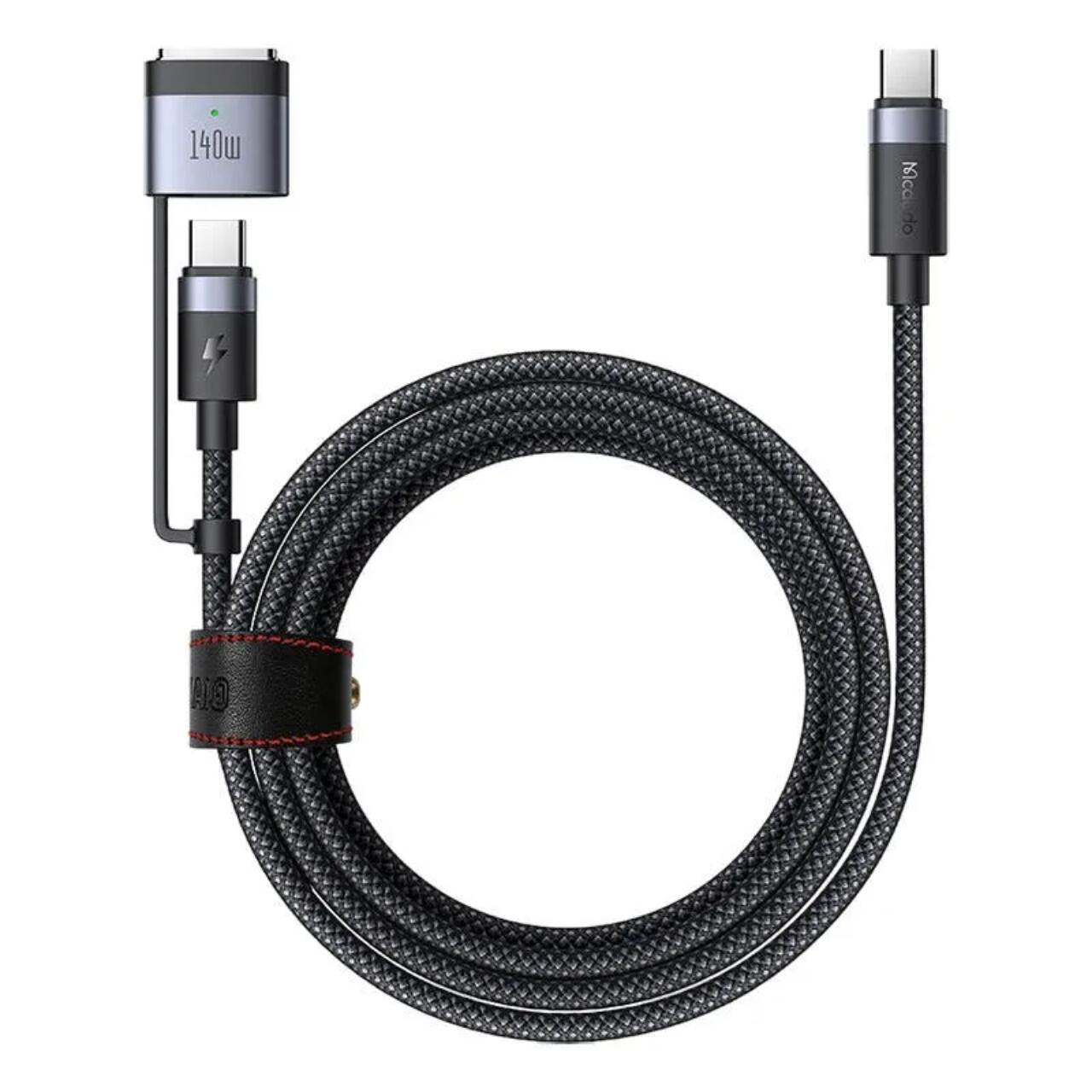 Mcdodo Cablu 2 in 1 Type-C la Type-C cu conector MagSafe 3, Super Fast Charging 240 W, Indicator LED, 2 m, Negru [2]