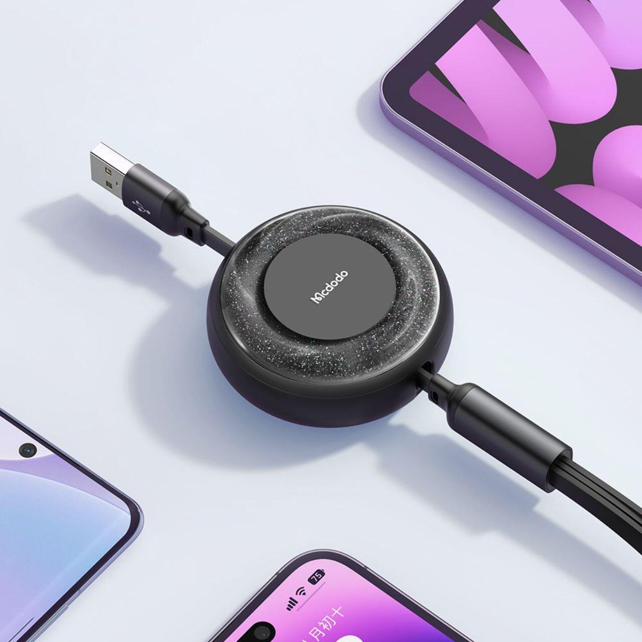 Mcdodo Cablu 3 in 1 USB la Lightning, MicroUSB si Type-C Super Fast Charging, 66W, 1.2m, Negru [5]