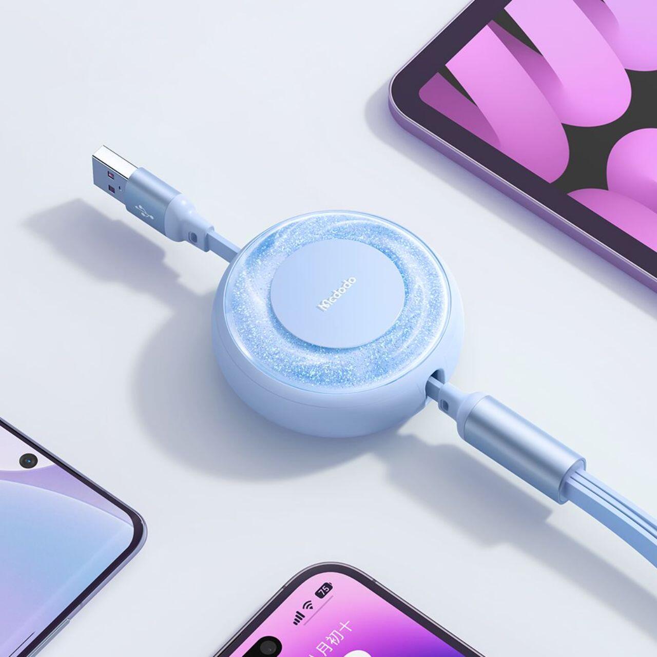 Mcdodo Cablu 3 in 1 USB la Lightning, MicroUSB si Type-C Super Fast Charging, 66W, 1.2m, Albastru [4]