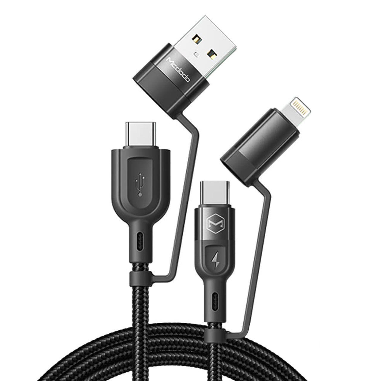 Laptop, Tablete & Telefoane - Mcdodo Cablu 4 in 1 USB-A/Type-C la Lightning/Type-C, PD Fast Charging, 60W, 1.2m, Negru