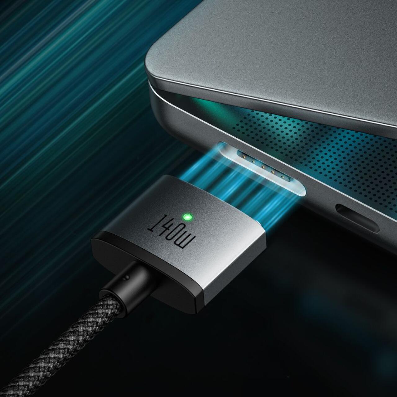 Mcdodo Cablu pentru MacBook Pro 16 inch (2021/2023), MacBook Air (2022), MacBook Pro 14 inch (2021/2023) Type-C la MagSafe 3, Fast Charger 140W, Indicator LED, 2m, Negru [6]