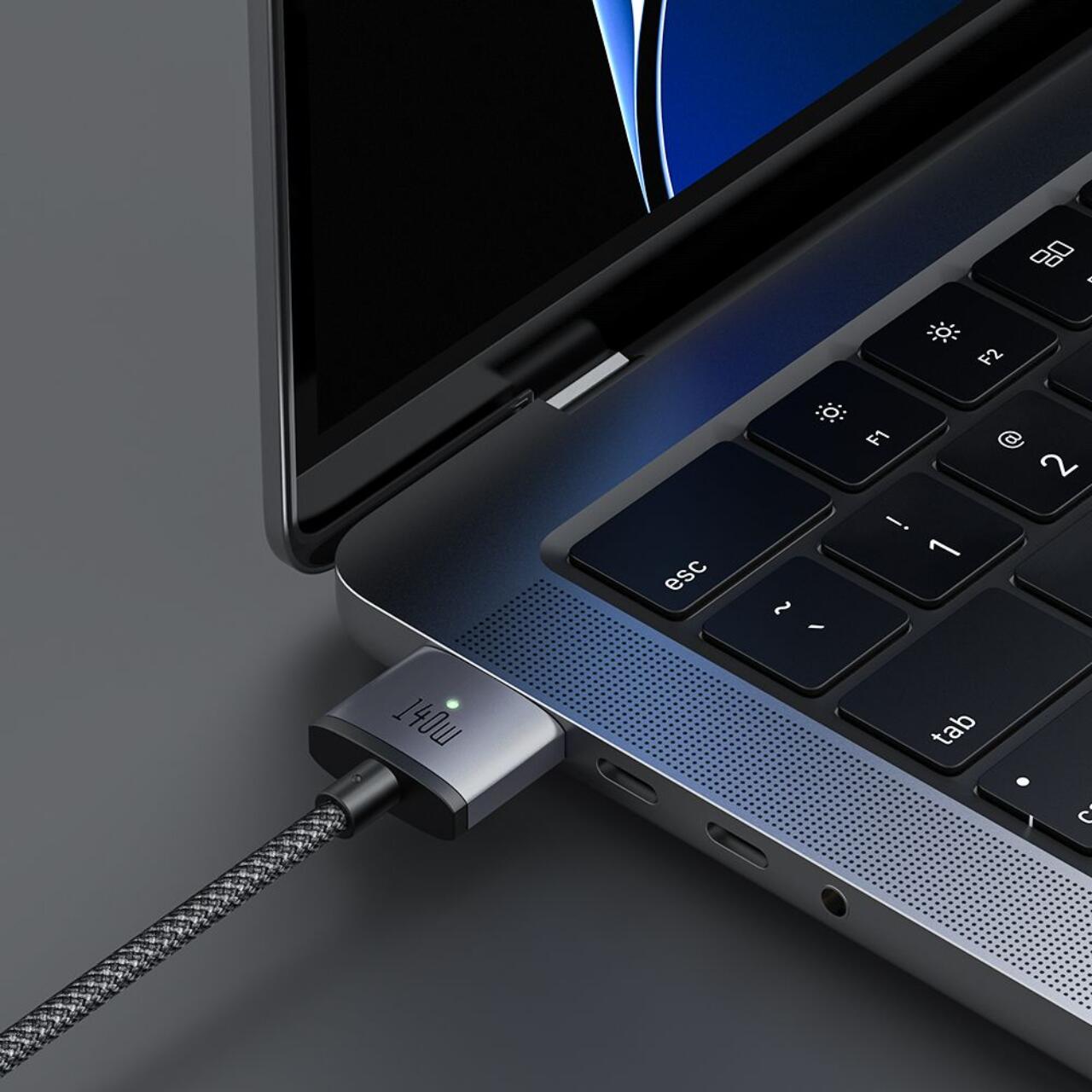 Mcdodo Cablu pentru MacBook Pro 16 inch (2021/2023), MacBook Air (2022), MacBook Pro 14 inch (2021/2023) Type-C la MagSafe 3, Fast Charger 140W, Indicator LED, 2m, Negru [5]