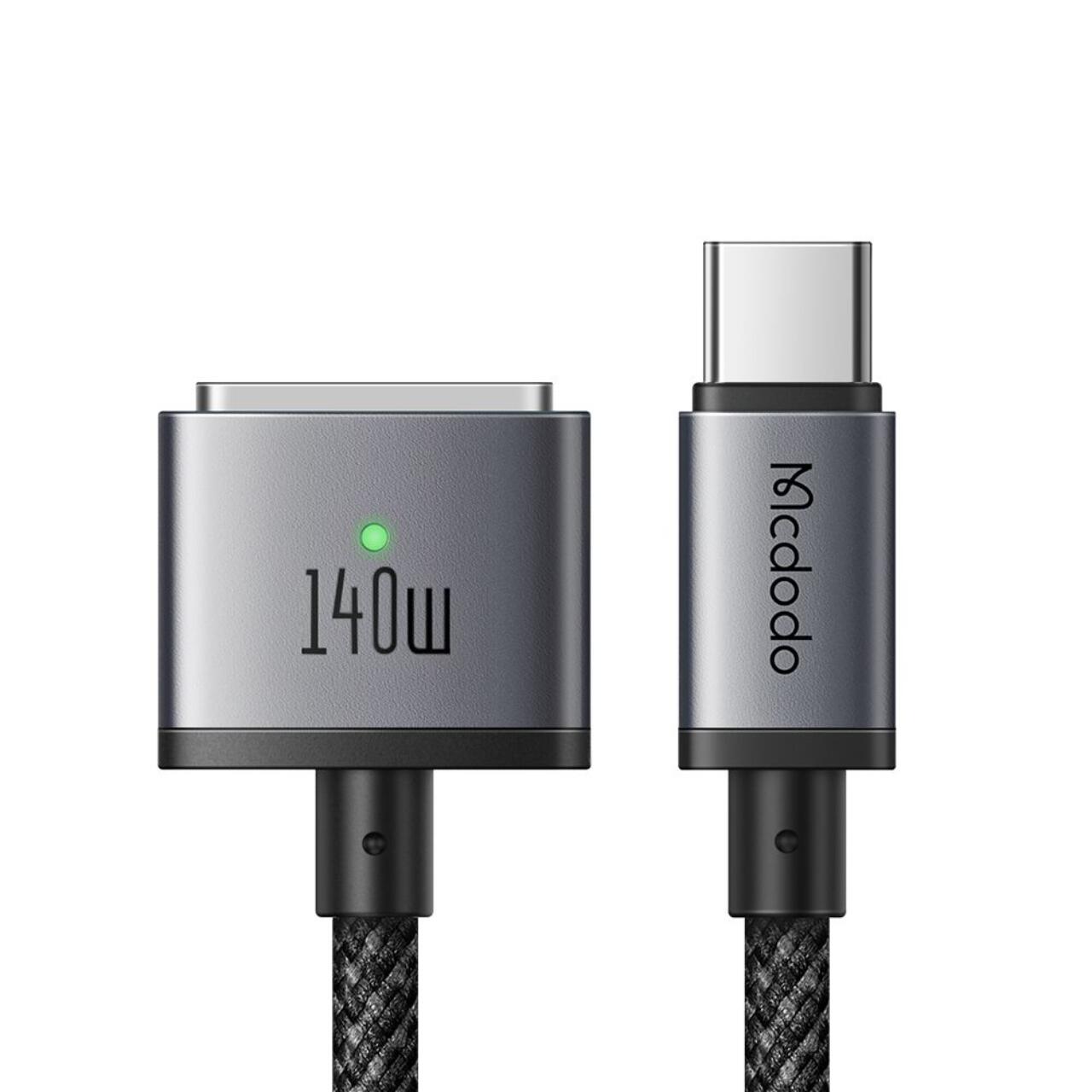 Laptop, Tablete & Telefoane - Mcdodo Cablu pentru MacBook Pro 16 inch (2021/2023), MacBook Air (2022), MacBook Pro 14 inch (2021/2023) Type-C la MagSafe 3, Fast Charger 140W, Indicator LED, 2m, Negru
