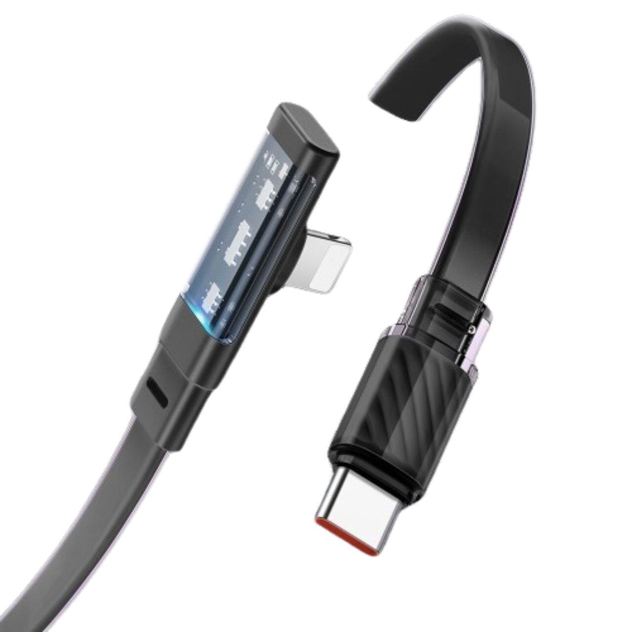Mcdodo Cablu Type-C la Lightning Dichromatic 90 grade, Fast Charging, 36W, LED, 1.8m, Negru [2]
