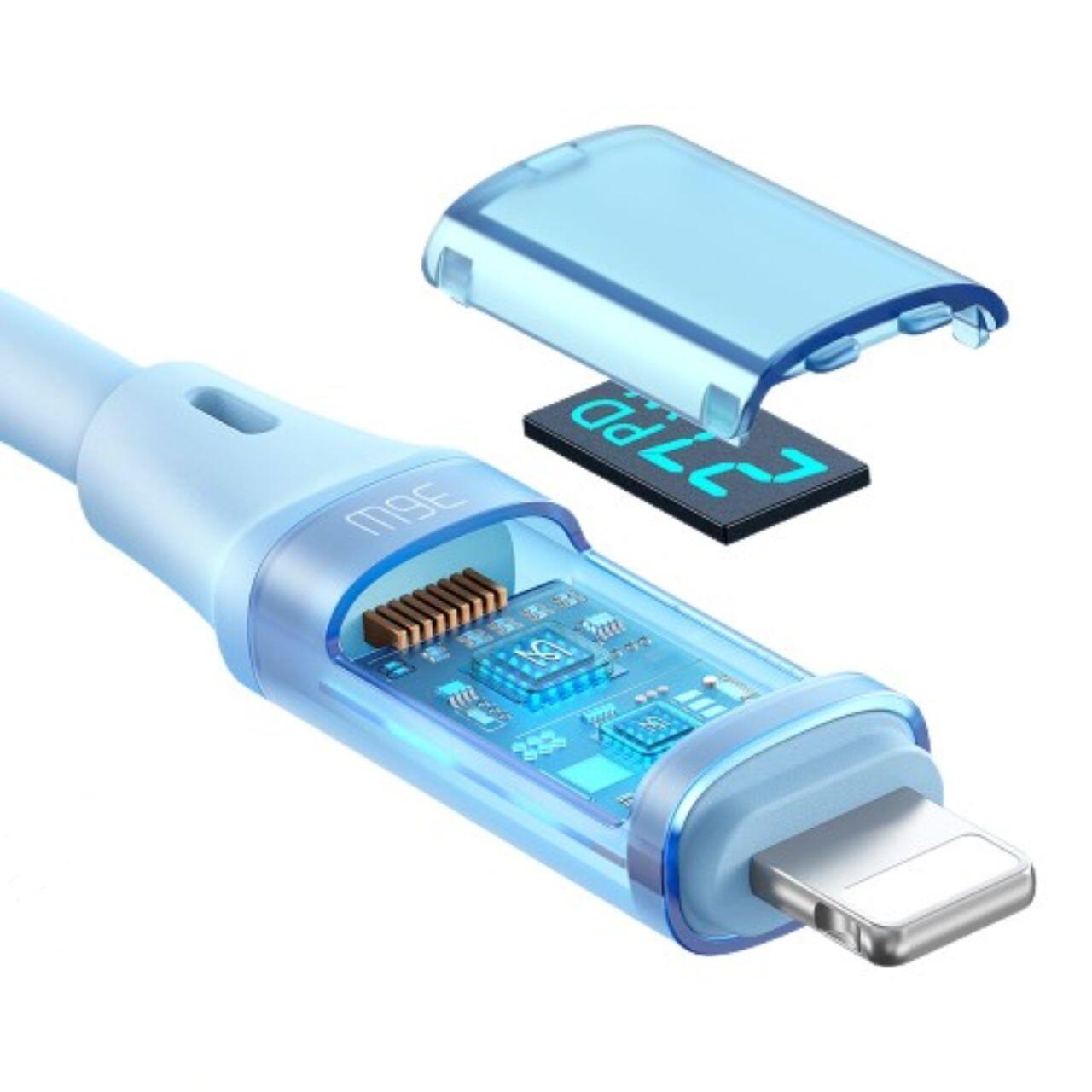 Mcdodo Cablu Type-C la Lightning Digital Display Silicone Fast Charging, 36W, 1.2m Albastru [1]