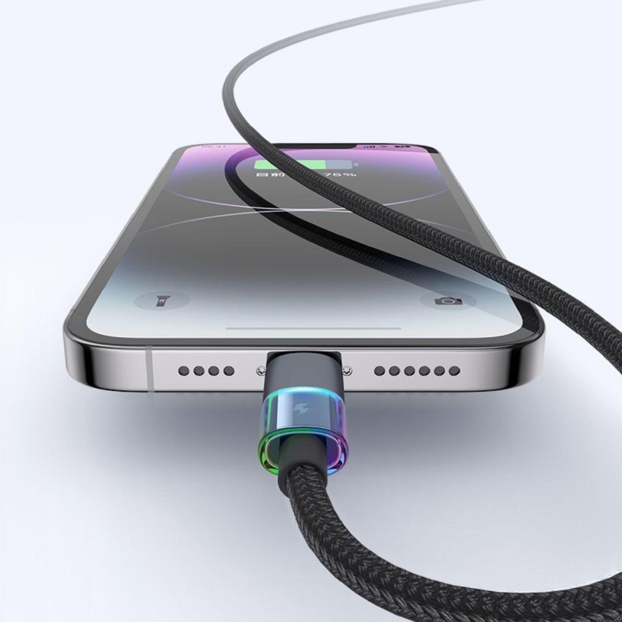 Mcdodo Cablu Type-C la Lightning 36W, Fast Charging 3A, LED multicolor 1.2m Negru [1]